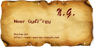 Neer György névjegykártya