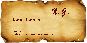 Neer György névjegykártya